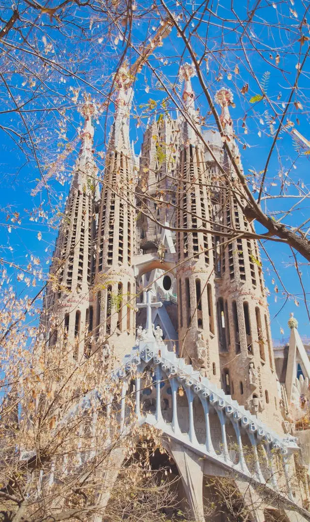 Sagrada Familia tower view over Barcelona